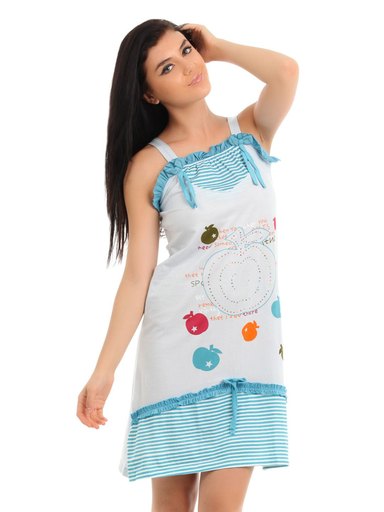 Red Rose Women Blue Nightdress