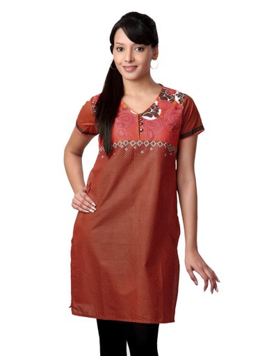 Vishudh Women Orange Printed Kurta