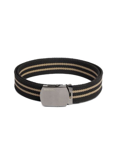 United Colors of Benetton Men Stripes Black Belt