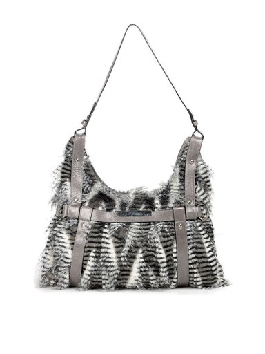 Ivory Tag Grey Fur Handbag