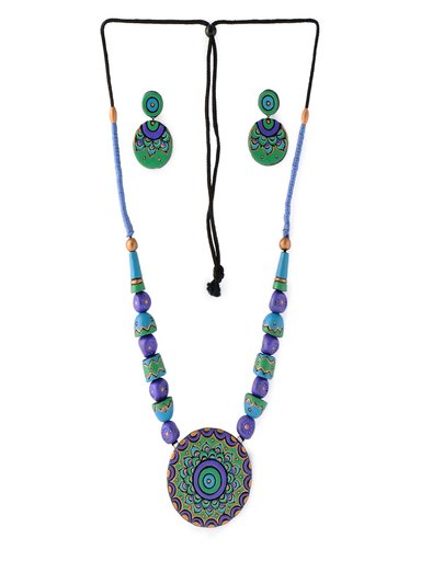 Adrika Purple Teracotta Jewellery Set