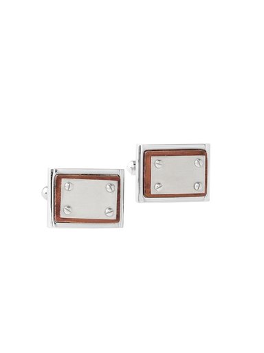 Revv Men Steel and Brown Cufflinks