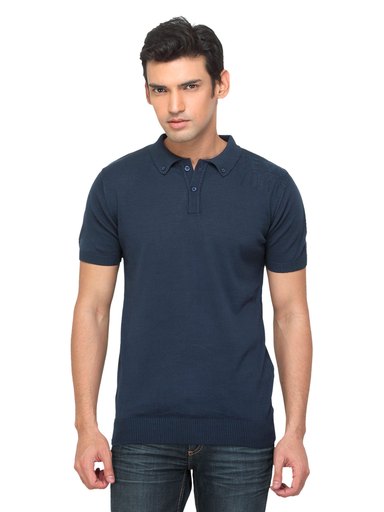 Arrow New York Men Navy Blue Polo T-shirt