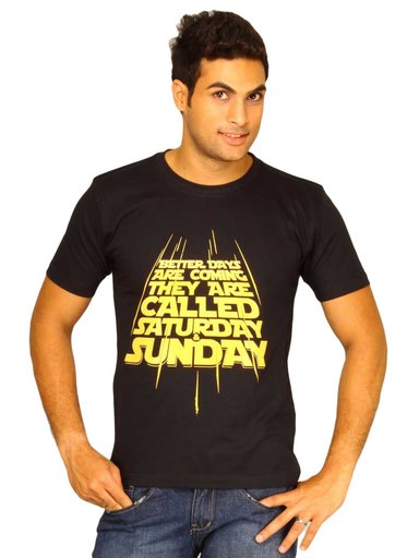 Myntra Men's Better Days Are Coming Black T-shirt