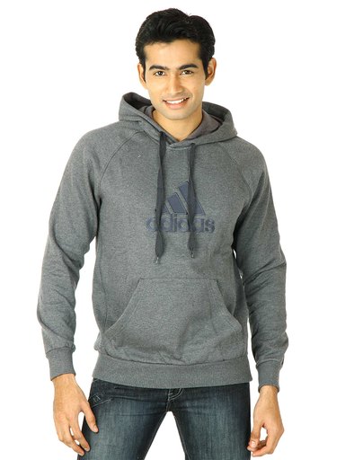 ADIDAS Men Cress Logohood Grey Sweatshirts
