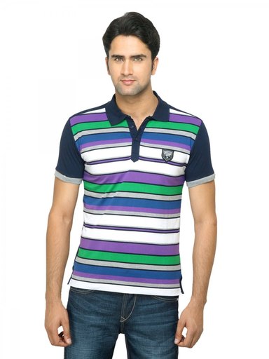 Status Quo Men Navy Blue Polo T-shirt