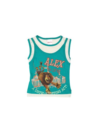 Madagascar3 Girls Teal Printed T-Shirt
