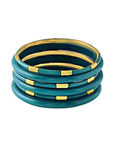 ToniQ Women Teal Set of 6 Bangles