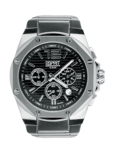 Esprit Men Octo Chrono Silver Black Steel Watches