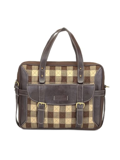 Ivory Tag Brown Plaid Jetsetter Laptop Bag