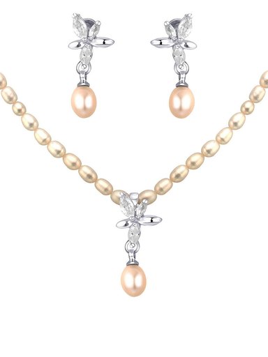 Miki Pearl Women Ivory Jewellery Set