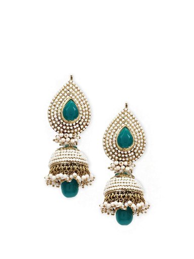 Royal Diadem White & Green Earrings