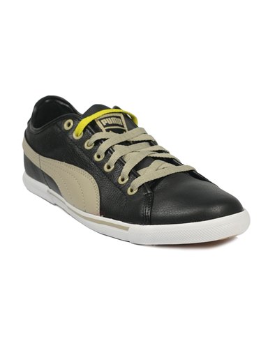 Puma Men's Benecio Leather Black Plaza Taupe Shoe