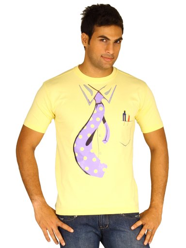 Myntra Executive Light Yellow T-shirt