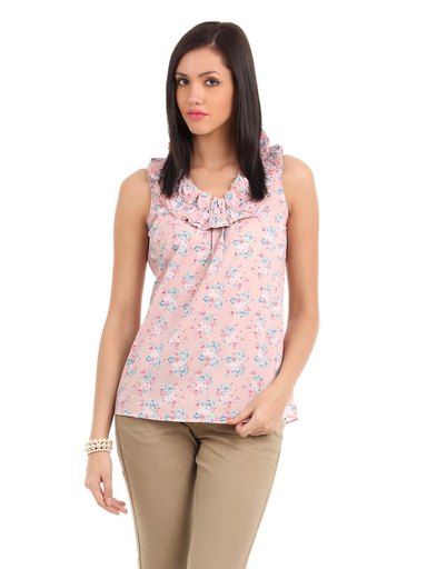Elle Women Printed Pink Top