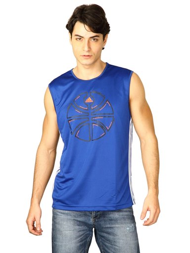 ADIDAS Men Gfx Rev 2-L Jer Blue T-Shirts