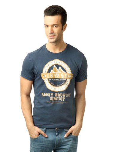 U.S. Polo Assn. Men Printed Navy Blue Tshirt