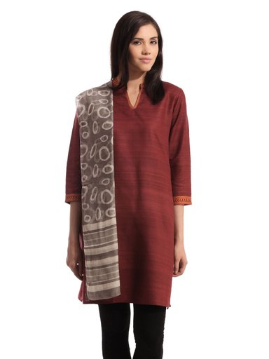 Fabindia Women Chanderi Grey Stole