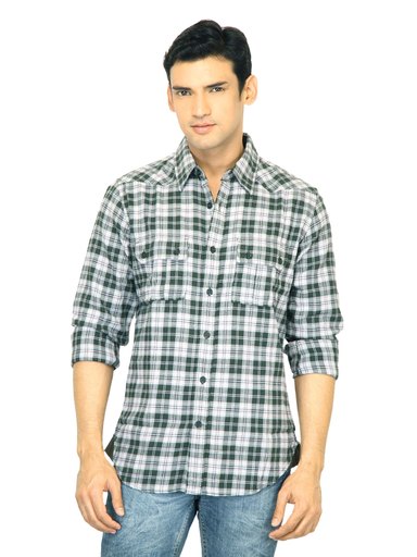 United Colors of Benetton Men Check Green Shirt