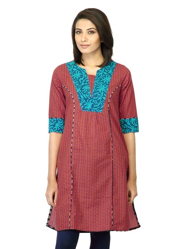 Mother Earth Women Printed Orange Kurta