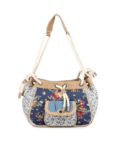 Ivory Tag Women Blue and Brown Floral Print Handbag