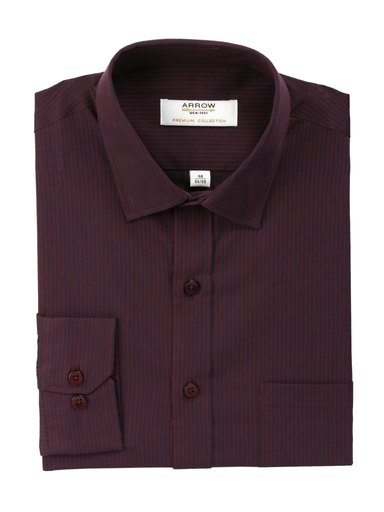 Arrow Men Stripes Maroon Slim Fit Shirt
