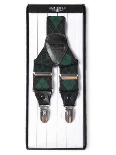 Lino Perros Men Black & Green Suspenders