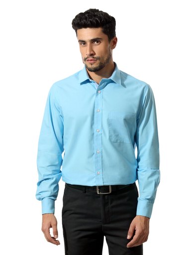 John Players Men Solid Blue Shirt