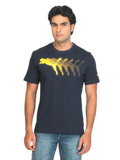 Puma Men Semi Graphic Navy Blue T-shirt