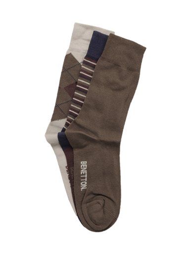 United Colors of Benetton Men Pack of 3 Brown Socks