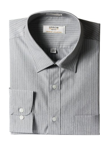 Arrow Men Grey Striped Shirt