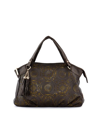 Lino Perros Women Flower Brown Handbag