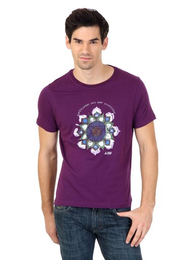 Urban Yoga Men Purple Tshirt
