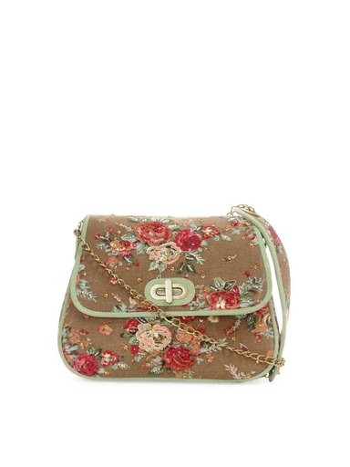 Ivory Tag Dazzling Rossete Brown Sling Bag