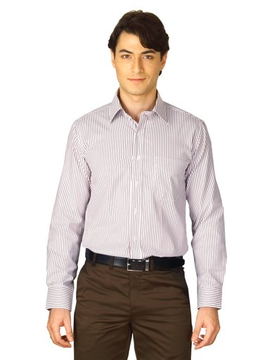 Mark Taylor Men White Striped Shirt