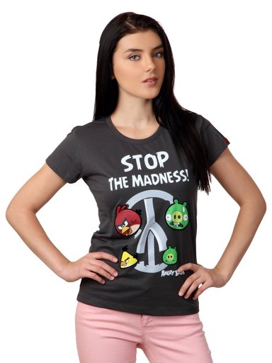 Angry Birds Women Charcoal T-shirt