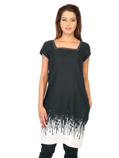 W Women Printed Black Kurtas