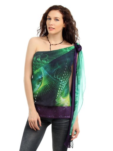 Satya Paul Women Green & Purple Top