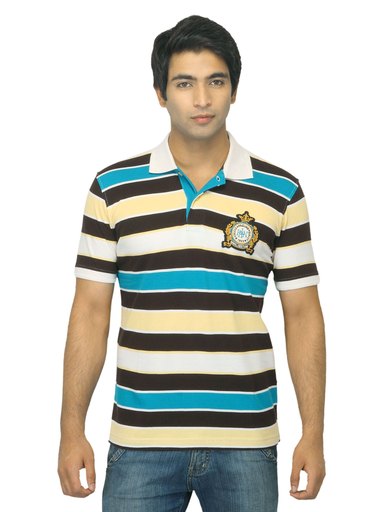 Proline Men Multicoloured Striped Polo T-shirt